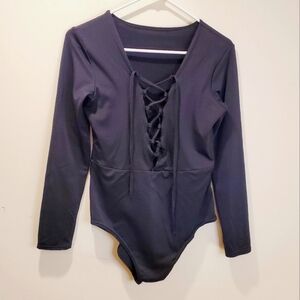 WOMEN'S  Black Long Sleeves  Bodysuit size L